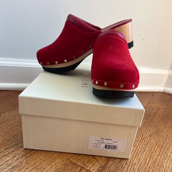 M. Gemi Red leather clogs - Picture 3 of 11